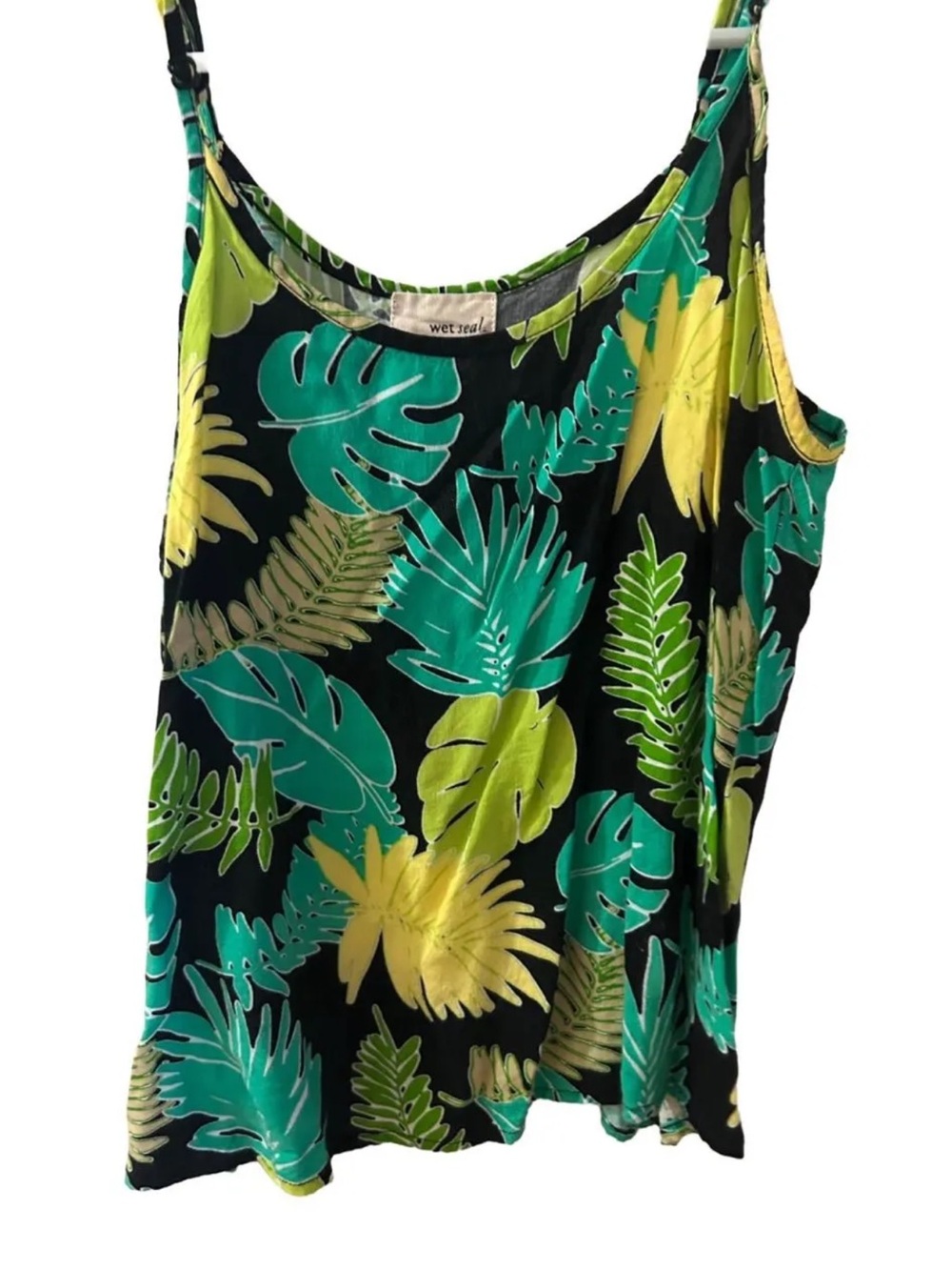 Wet Seal Tropical Leaf Print Spaghetti Strap Tank Top XS